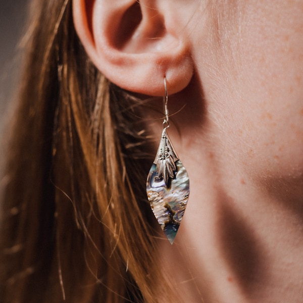 Abalone Earrings, 925 Silver Earrings, Natural Jewelry, Women Earrings, Handmade Gift