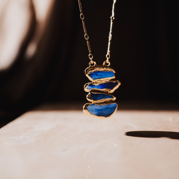 Kyanite Necklace, 18k Gold Plated Necklace, Emotional Balance Stone, Gift Handmade