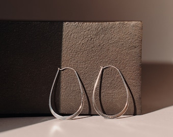 Boucles d’oreilles en argent 925, cadeau fait main, boucles d’oreilles ovales minimalistes