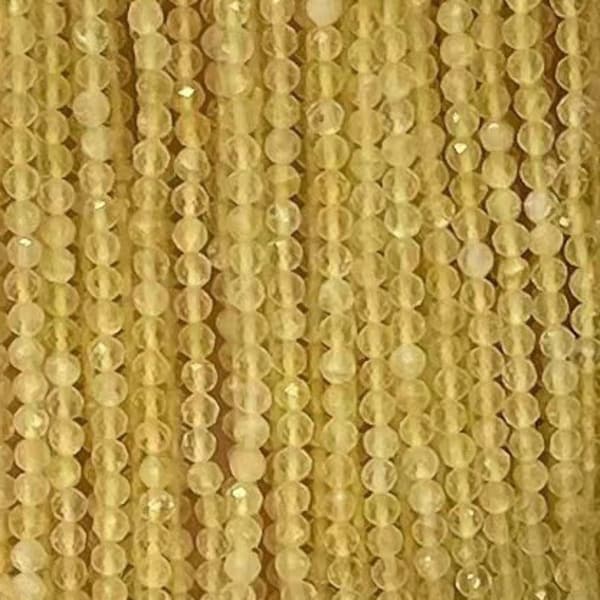 AAA Micro Faceted Sparkling Genuine Natural Yellow Citrine Round Small Gemstone Beads for DIY Jewelry Making 2mm 3mm 4mm 15.5" Strand