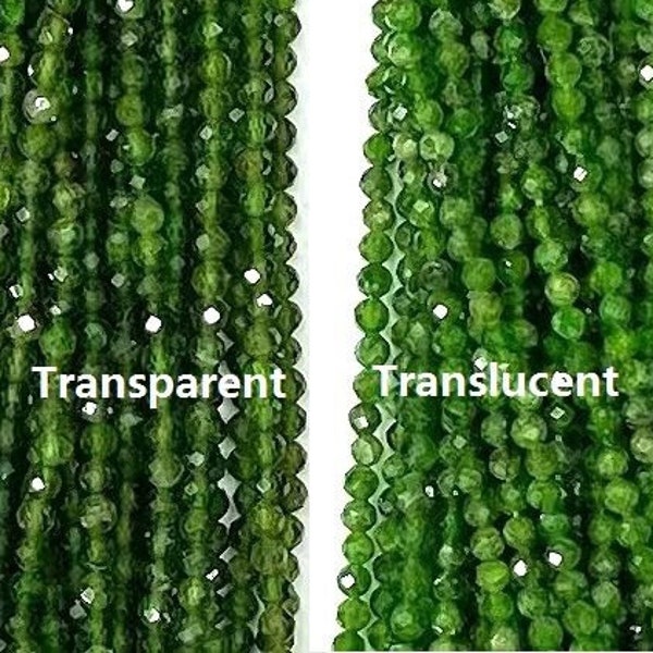 Micro Faceted Green Diopside Genuine Natural Loose Round Gemstone Beads for DIY Jewelry Making 2mm 3mm 4mm 5mm 15.5" Strand