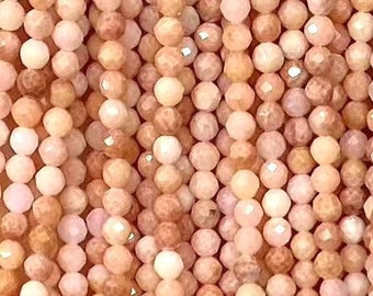 Micro Faceted Mixed Pink Aventurine Genuine Natural Loose Round Gemstone Beads for DIY Jewelry Making 2mm 3mm 4mm 15.5" Strand