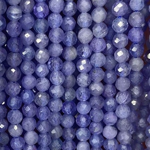 AAA Micro Faceted Sparkling Genuine Natural Blue Tanzanite Round Small Gemstone Beads 2mm 3mm 4mm 15.5" Strand Wholesale