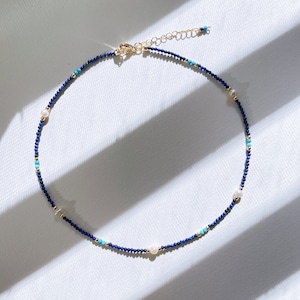 Lapis Lazuli Necklace,Dainty Lapis lazuli necklace,gold and lapis lazuli,beaded lapis choker necklace,Beaded,Lapis Lazuli jewelry