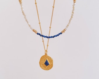 Lapis Lazuli Necklace,Dainty Lapis lazuli necklace,gold and lapis lazuli,beaded lapis choker necklace, Beaded,Lapis Lazuli jewelry