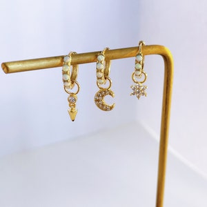Small Opal Hoop Earrings,Opal Hoop Earrings, Fire Opal Earrings, Gold Opal Earrings, Gold Earrings, Gold Hoop Earrings, Opal Hoops