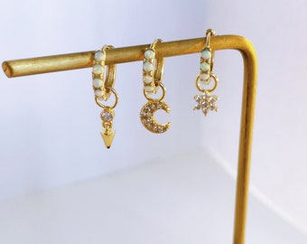 Pendientes pequeños de aro de ópalo, pendientes de aro de ópalo, pendientes de ópalo de fuego, pendientes de ópalo de oro, pendientes de oro, pendientes de aro de oro, aros de ópalo
