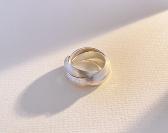Triple Layer Ring,Silver Multi Layer Ring,Chunky Silver Ring,Dainty Ring For Women,Weaved Layered Ring