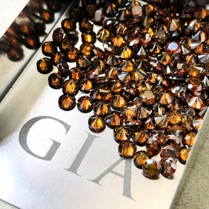 3 MM Natural Cognac Color Diamonds - Natural Fancy Cognac Color Round Brilliant Cut Loose Diamond - Calibrated Round Diamonds for Jewelry