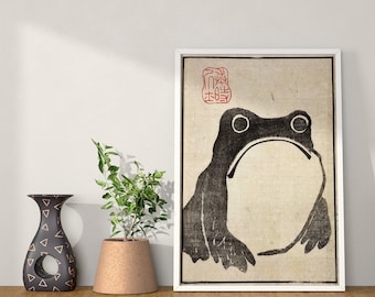 Japanese Frog Woodblock Print, Vintage Animal Art (Digital Download)