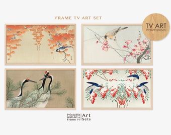 Ukiyo-e Bird TV Art Set, Japanese Woodblock Prints (Digital Download)