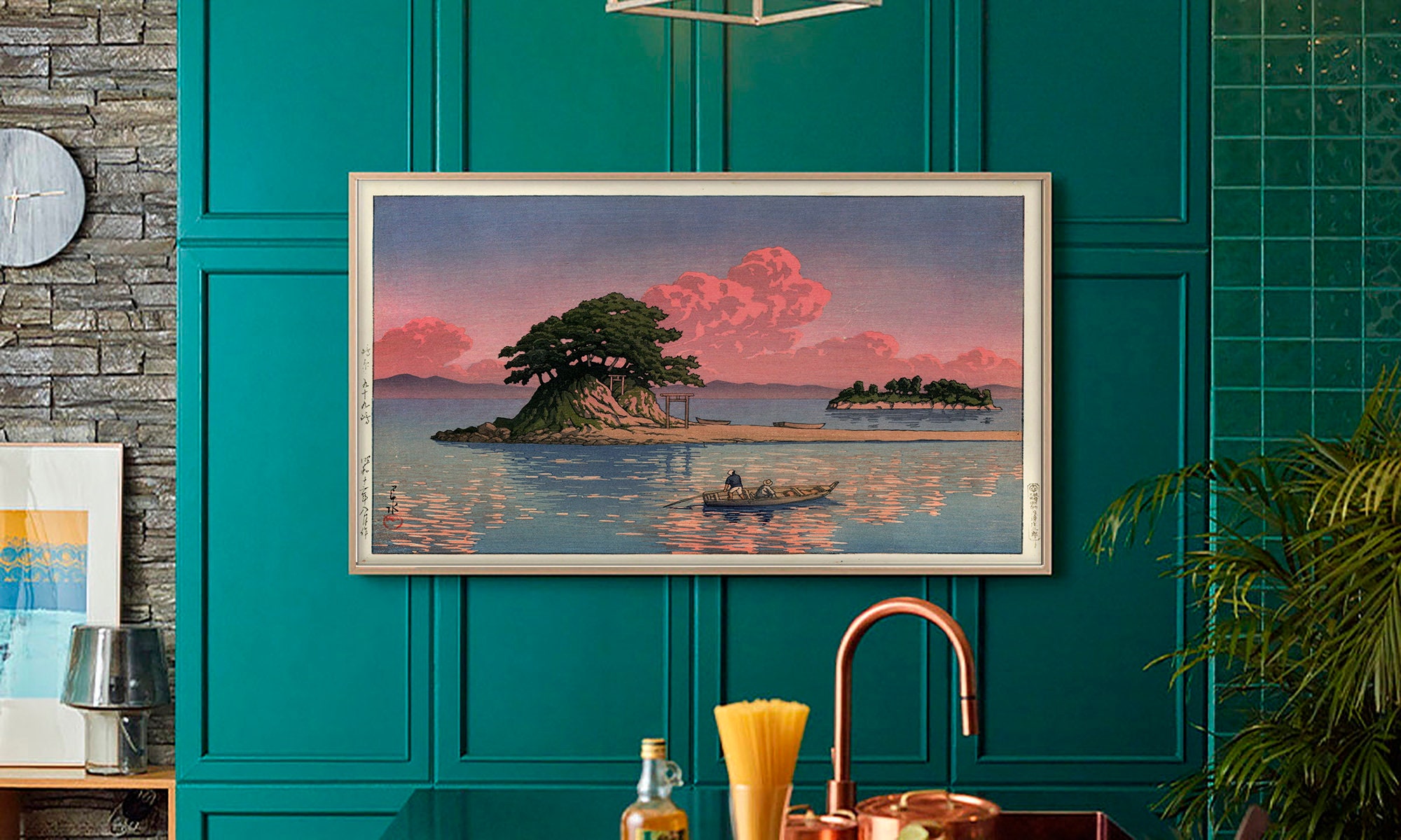 Frame TV Art Set of 4, Woodblock Art, Japanese Tv Art, Spring Tv Art