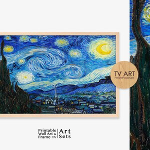 Vincent Van Gogh Starry Night Frame TV Art, Van Gogh TV Art, Starry Night Tv Art, Post-Impressionism, Famous Art Frame TV & CanvasTV art
