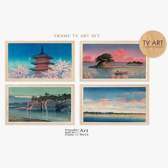Canvastv & Frame TV Art Set of 4, Woodblock Art, Japanese Tv