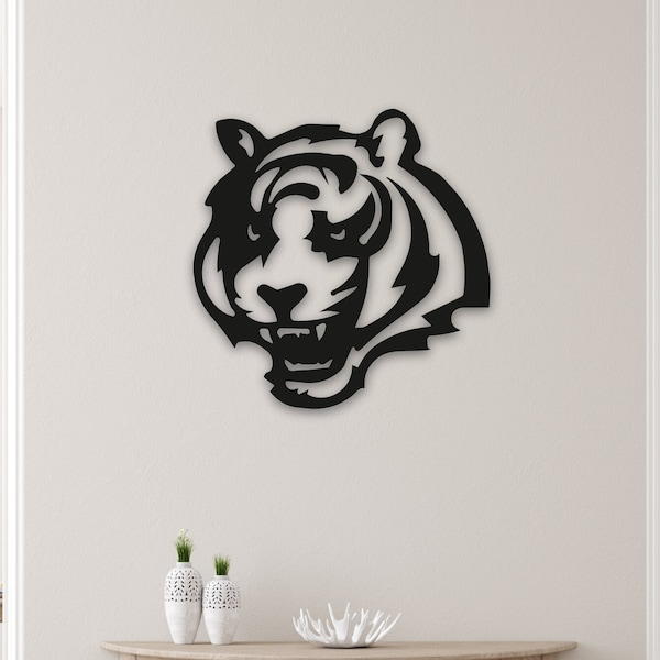 Tiger Metal Wall Art - Hanging Metal Tiger - Home Office Decoration - Wildlife Lover Gift - Metal Artwork - Entryway Decor - Laser Cutting