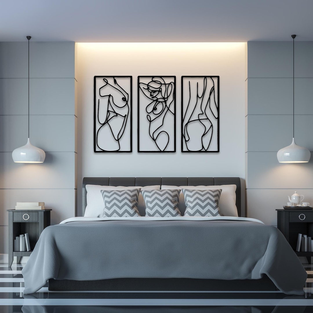 Set of 3 Naked Woman Body Metal Wall Art | Female Body Wall Art Decor ...