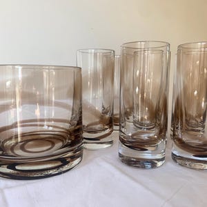 Vintage MURANO set of 6 glasses and ice bucket designed by Carlo SCARPA from the 50s