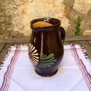 Handcrafted 1940s country style terracotta jug