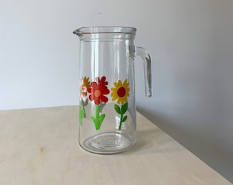 Pichet Carafe à Fleurs Vintage Covetro Italy - Rétro Années 70 - Décoratif