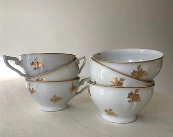 BOHEMIA set di 6 tazze da tè vintage in finissima porcellana  made in Czechoslovakia anni '30 filo e decor oro zecchino