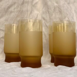 Set of 4 Vintage 1980's Frosted Amber Glass Cocktail Glasses