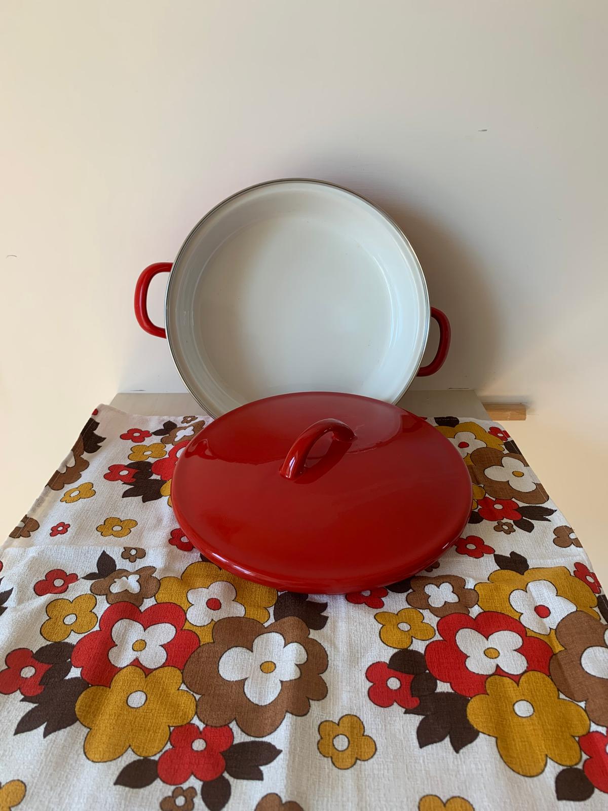 Vintage WESTEN BASSANO enamelled iron pot made in Italy 1950s rustic decor