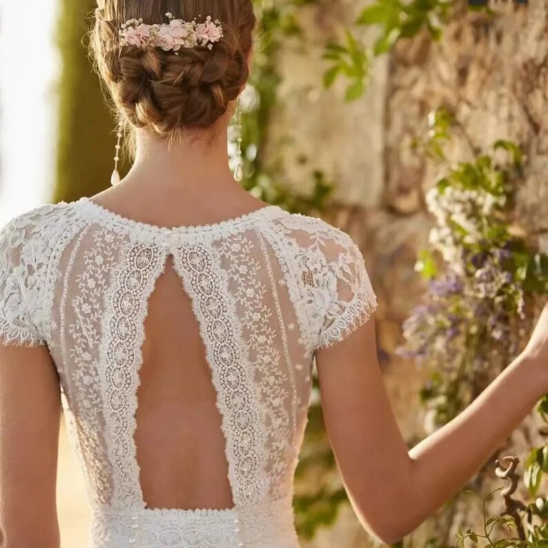 wedding gown with removable train