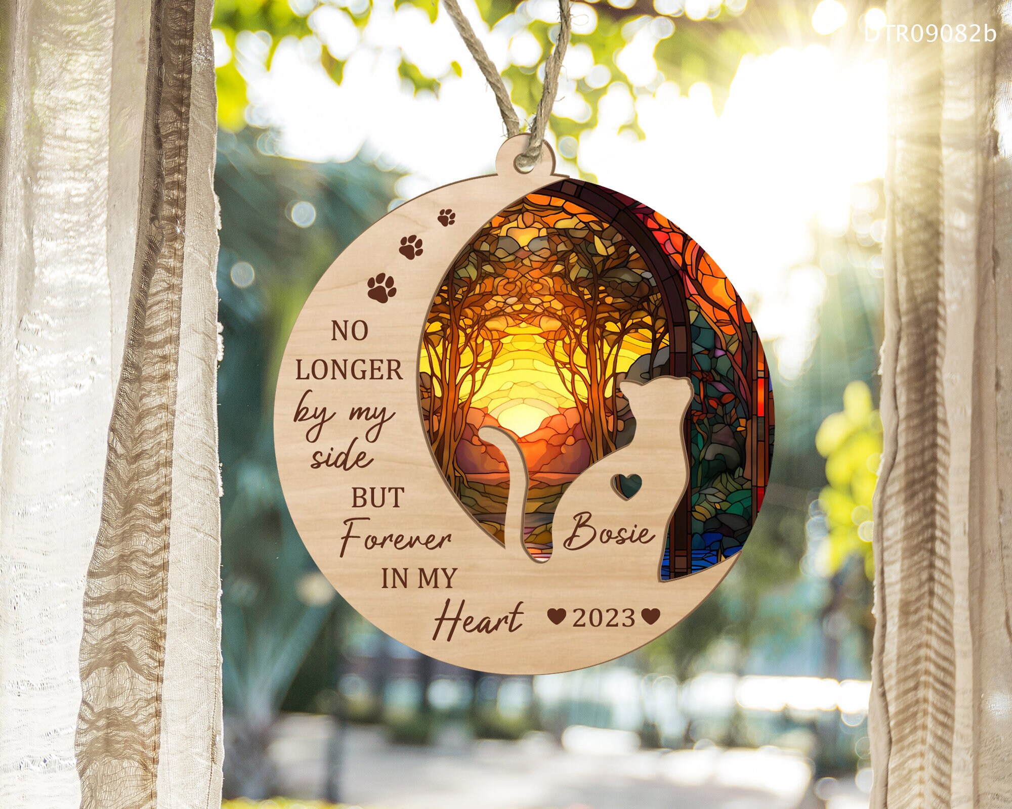 Aangepaste Huisdier Portret Kunst Suncatcher Huisdier Memorial Ornament Loss Of Pet Sympathy Gift