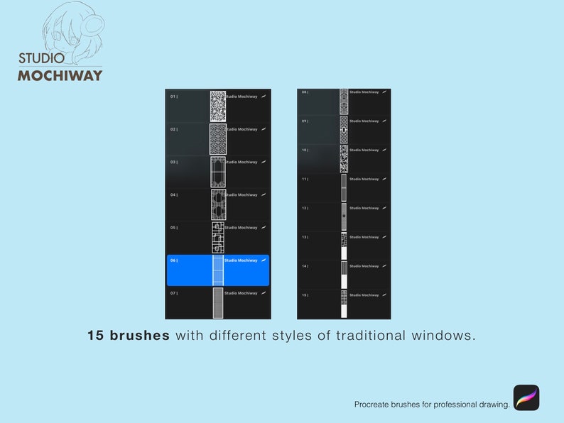 Oriental Window 15 Procreate Brushes Doors Dividers Folding Etsy