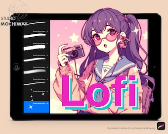 Lofi [Crazy Sale!] - 8 Procreate Brushes, Giveaway, Anime Portrait Character Digital Art Painting Retro Outline Chibi Illustration Draw