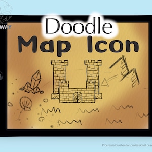 Karte Doodle - 19 Procreate Pinsel, Muster Stempel Kunst Niedlich Doodle Handgezeichnete Illustration Clipart Wahrzeichen Elements Design Adventure Mittelalter