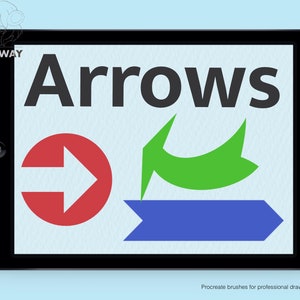 May include: A digital illustration of three arrows on a tablet screen. The arrows are red, green, and blue. The text "Arrows" is displayed at the top of the screen.