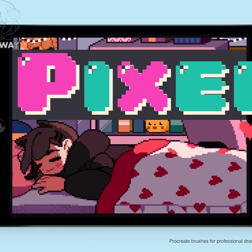 Pixel [Im Angebot!] - 30 Procreate Pinsel, Promo, Retro Vintage pixelige Kunst kubisches quadratisches Kunstwerk Pixel Digitaler Download, Briefmarken Lofi 8-bit