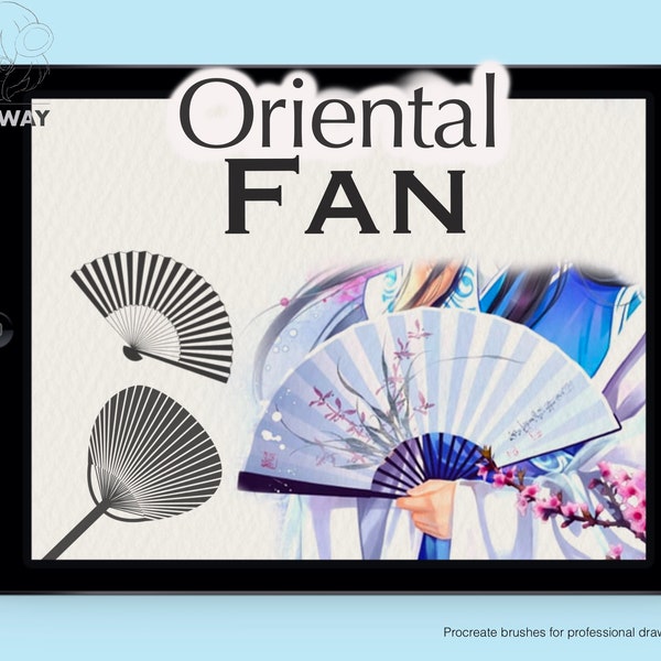 Oriental Fan - 17 Procreate Brushes, Foldable Scholar Hand Paper Art Ancient Japanese Traditional Chinese Prince Male Koza-sen Bamboo Poetry