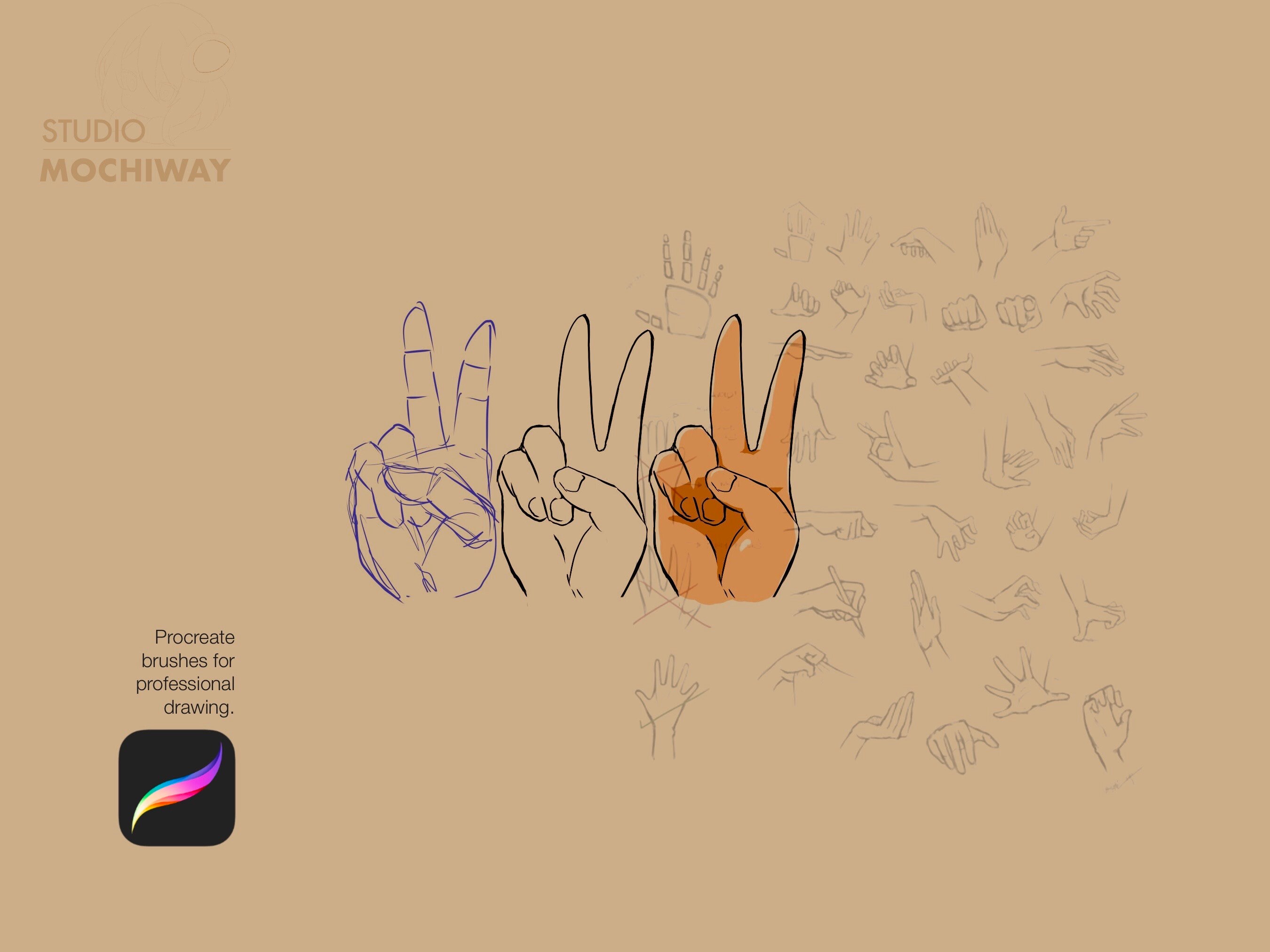 Hand Poses - 61 Procreate Brushes, Manga Illustration, Anime Digital ...