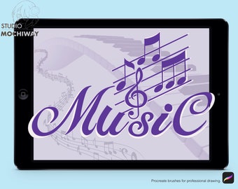 Music - 16 Procreate Brushes, Musical Notes Instrument Stamp, Piano Saxophone Guitar Violin, Chords Melody Treble Bass Clef, Compose Song