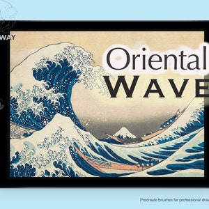 Oriental Wave - 18 Procreate Brushes, Ancient Japanese Traditional Chinese Ink Painting Stamp Pattern Brush, Hokusai Kanagawa Edo Historical
