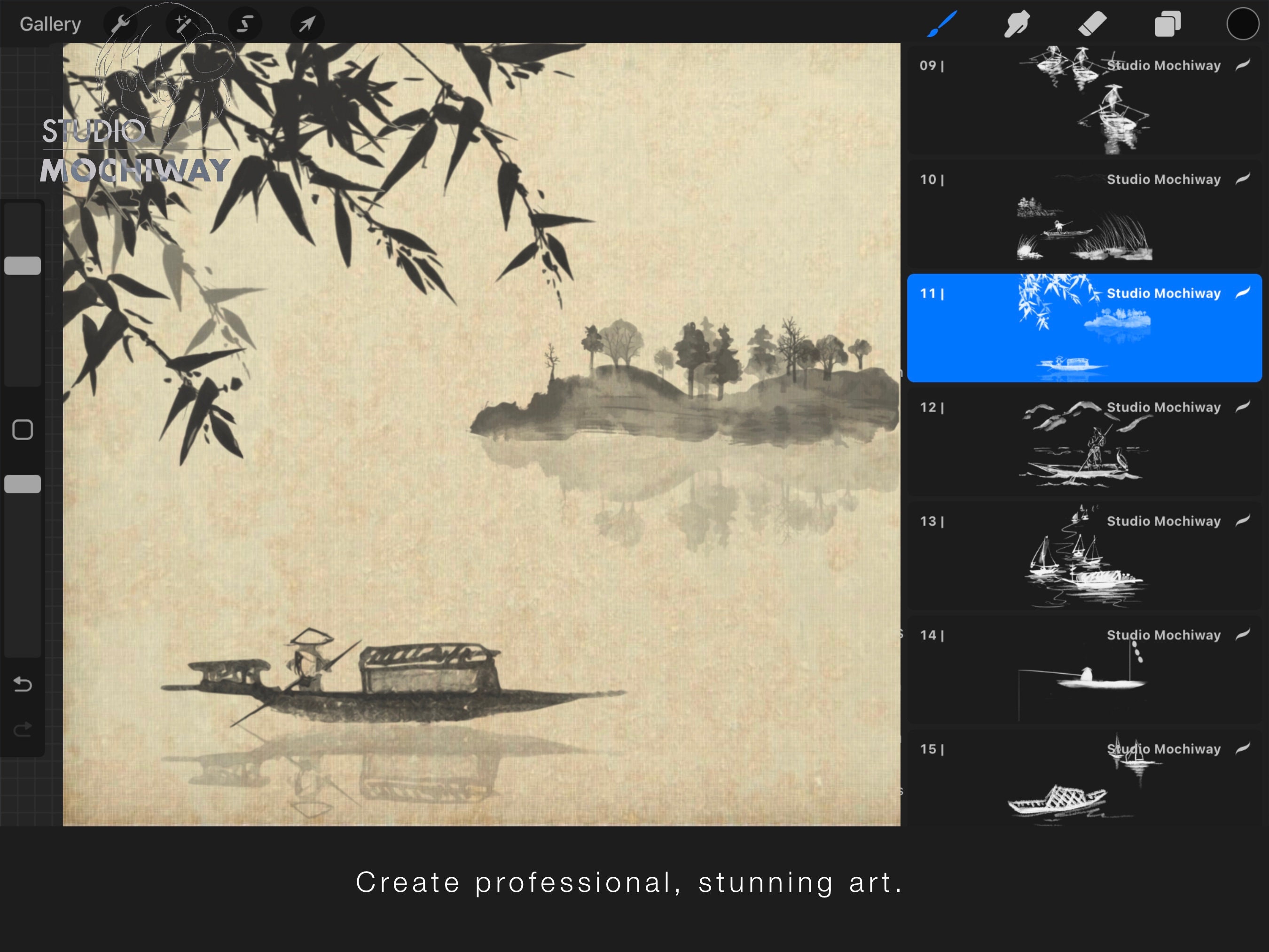 Calligraphy Boat - 18 Procreate Brushes, Ancient Japanese Painting ...