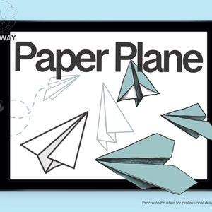 Avion en papier - 18 brosses à procréer, avion Lineart Origami Simple Doodle mignon lettre journalisation, croquis dessinés à la main dessin au trait Clipart Art