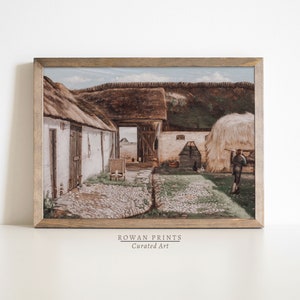 Country Farm Landscape  | Vintage Painting | Farmhouse Decor | Antique Country Print | Digital PRINTABLE Wall Art