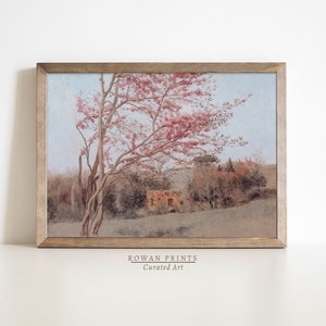 Blossom Tree Vintage Painting | Spring Landscape Print  | Country Decor | Digital PRINTABLE wall art