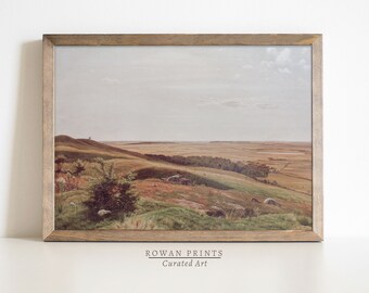 Vintage Country Painting | Summer Landscape Print  | Farmhouse Print | Antique Country Decor | Digital PRINTABLE wall art