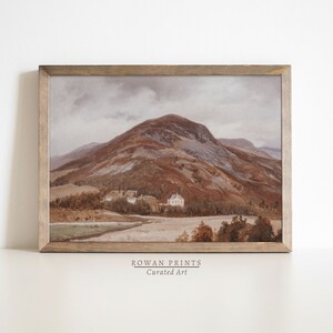 Vintage Autumn Landscape Painting | Rustic Mountain Print  | Farmhouse Print | Antique Country Decor | Digital PRINTABLE wall art