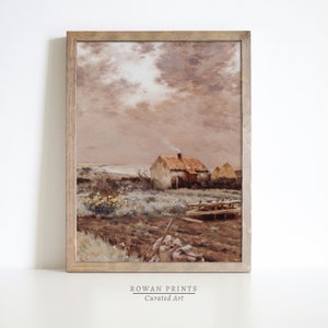 Country Croft Muted Landscape  | Vintage Painting | Farmhouse Decor | Antique Country Print | Digital PRINTABLE Wall Art