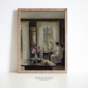 Woman By The Window Painting  | Vintage Portrait Print | Farmhouse Decor | Digital PRINTABLE Wall Art