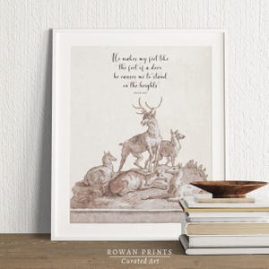 Feet Of A Deer Scripture Wall Art | Farmhouse Bible Verse Print | Christian Art Printable | Christian Gift | Psalm 18 33