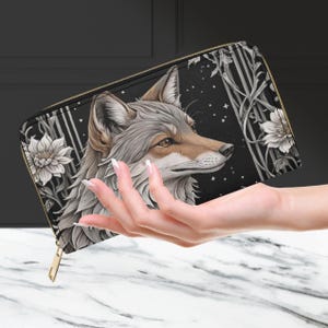 Art Deco Silberfuchs Geldbörse Jugendstil Geldbörse Schwarz Silber Reißverschluss Geldbörse 1920 Vintage Liebhaber Geschenk Ausgefallene Geldbörse Damen Fuchs Geldbeutel Fuchs Liebhaber Geschenk