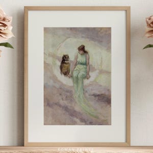 Vintage Owl And Moon Painting | Antique Owl Art | Vintage Nursery Decor | Farmhouse Kids Wall Art PRINTABLE