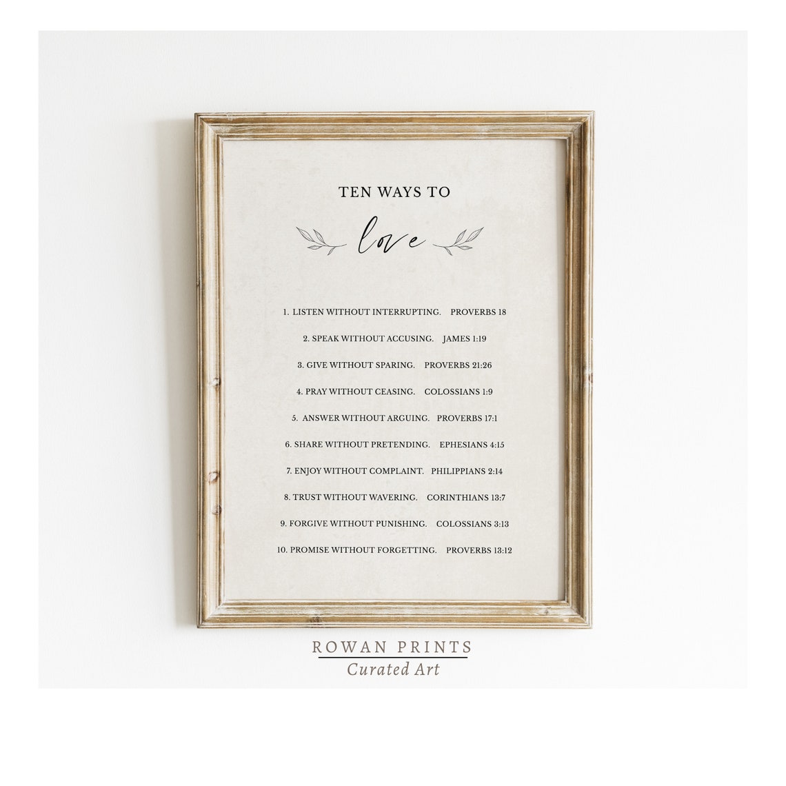 Ten Ways to Love Wall Art Printable, Bible Verse Wall Art, Scripture ...