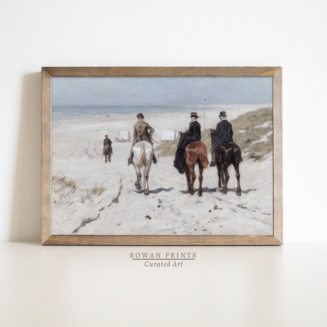 Horse Riding on the Beach Painting | Antique Coastal Painting | Vintage ...
